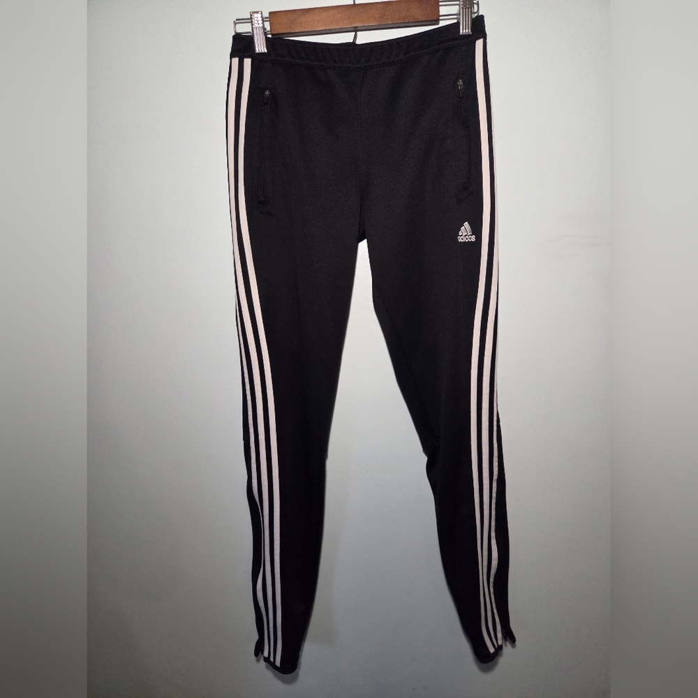 Adidas Women's Black Joggers with White Stripes